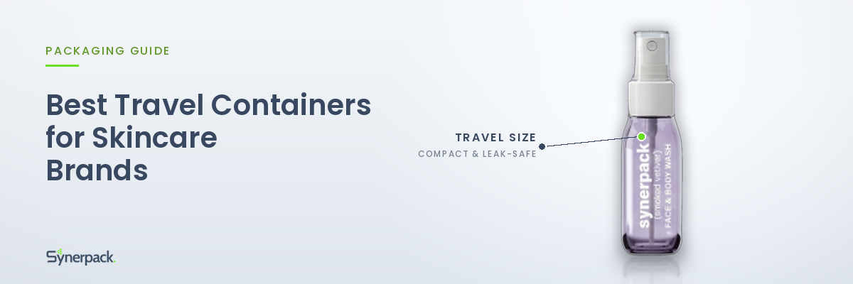 "Synerpack travel-size container, compact and leak-safe for skincare