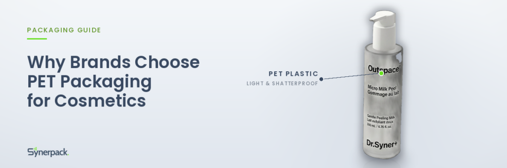 Synerpack PET packaging bottle with a pump, lightweight and shatterproof for cosmetics